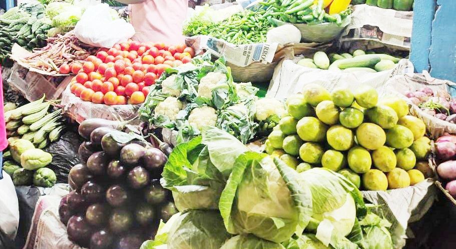 Assorted vegetables and fruits are seen outside a shop in New Market, Dimapur. The prices of tomatoes have been surging drastically in recent times, making the fruit one of the costliest kitchen staples. (Morung File Photo)